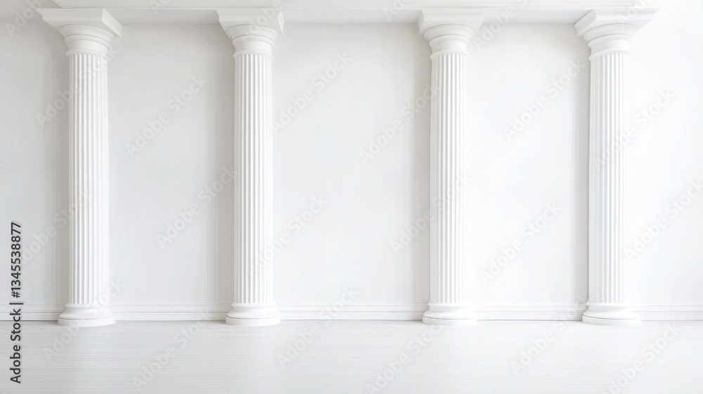 Poster empty room with classical white columns. suitable for architecture, interior design, or background u