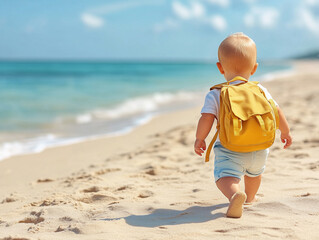 Vacation photo of a child, outdoor holiday family travel image.