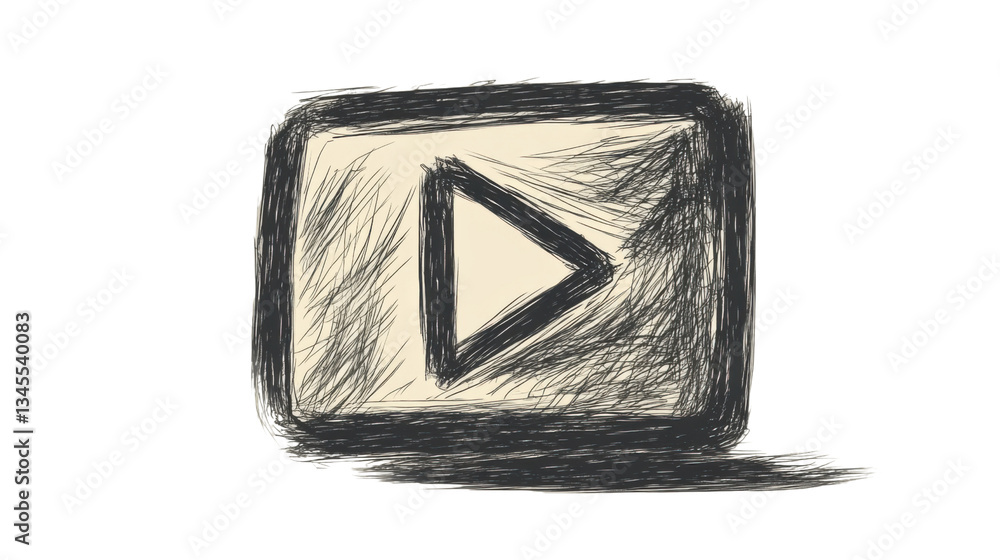 Aufkleber play button sketch representing starting video playback on transparent background