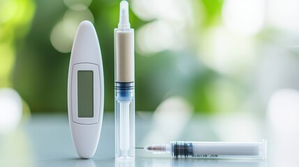 Makeup Tools and Thermometer on Table for Beauty and Health Care