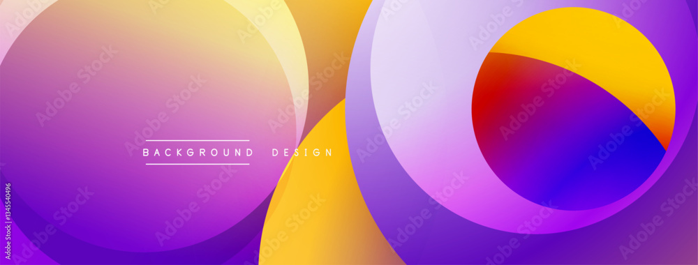 Aufkleber Layered circular shapes in vivid colors form a gradient-rich abstract design with smooth transitions, depth effects, and a modern, futuristic aesthetic
