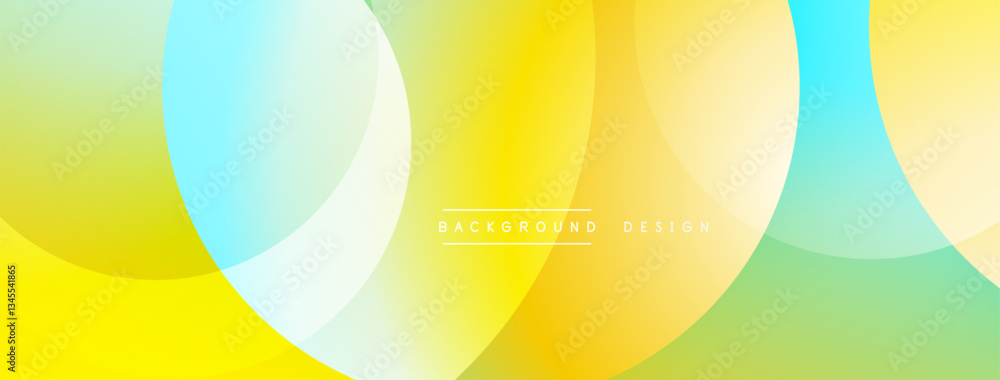 Poster abstract composition with layered circular elements, blending gradients and soft transitions, creati