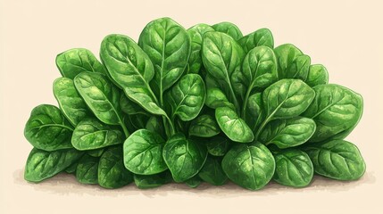 Fototapeta premium green spinach isolated,cartoon illustration style