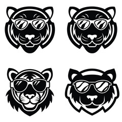animal head icon set logo vector art illustration 