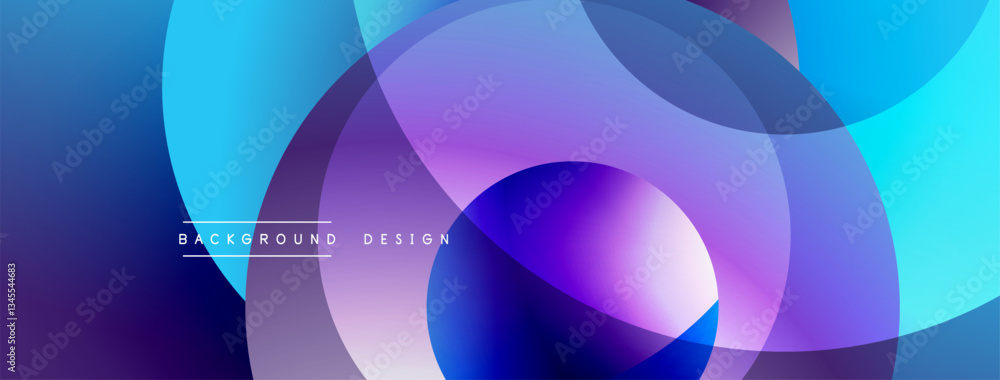 Aufkleber Layered circular shapes in vivid colors form a gradient-rich abstract design with smooth transitions, depth effects, and a modern, futuristic aesthetic