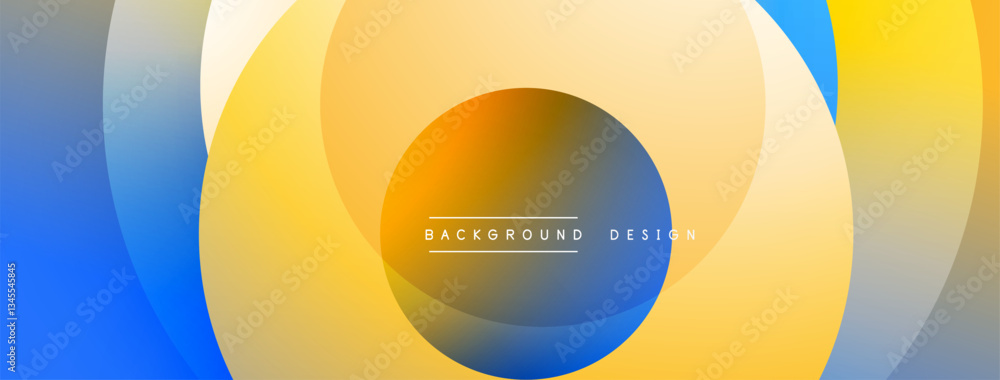 Poster Abstract composition with layered circular elements, blending gradients and soft transitions, creating a sense of depth, motion, and visual harmony