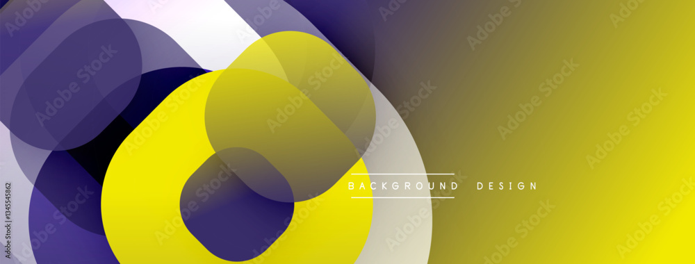 Aufkleber Circular abstract design with overlapping translucent circles and round shapes, blending gradients and smooth curves, creating depth, contrast, and a dynamic visual effect