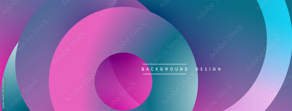 Poster Layered circular shapes in vivid colors form a gradient-rich abstract design with smooth transitions, depth effects, and a modern, futuristic aesthetic