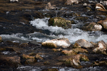 Rio Chama river flowing over rocks in New Mexico