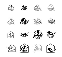 Bird Nest logo icon design illustration