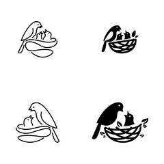 Bird Nest logo icon design illustration