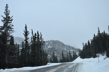 Winter road in the Colorado Rocky Mountains
