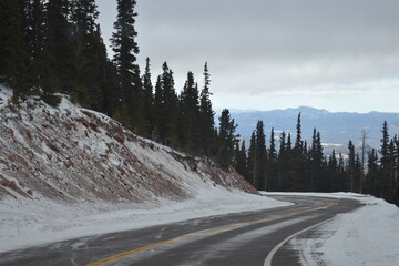 Winter road in the Colorado Rocky Mountains