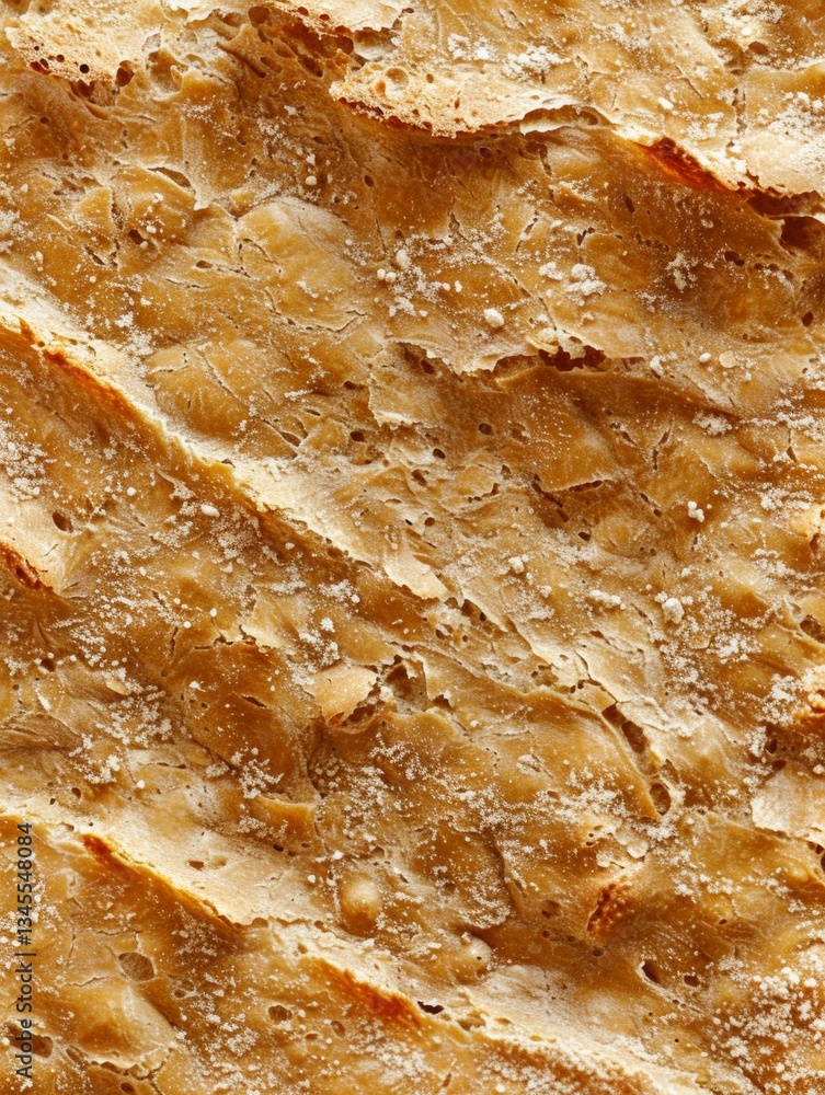 Fototapete close-up view of freshly baked bread with visible texture and crumbs ideal for bakery advertising an