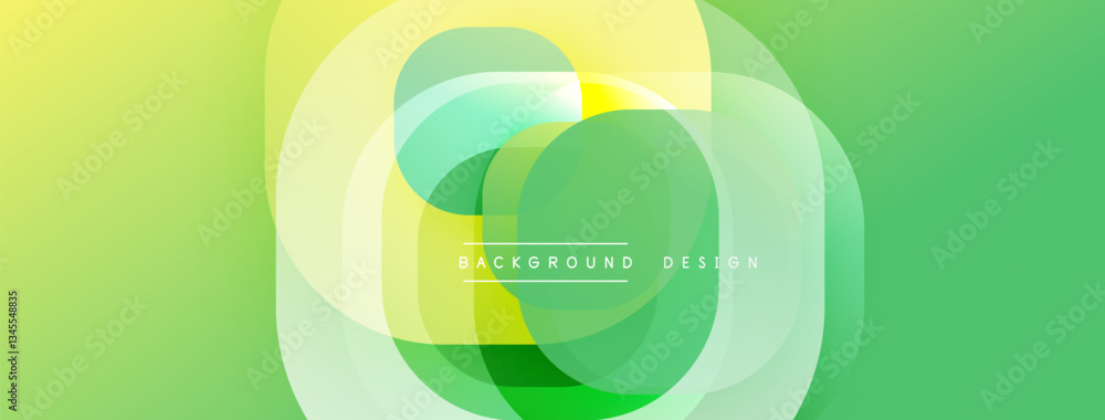 Aufkleber Circular abstract design with overlapping translucent circles and round shapes, blending gradients and smooth curves, creating depth, contrast, and a dynamic visual effect
