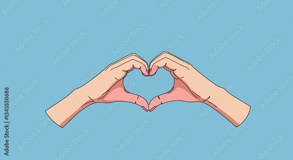 Aufkleber hands forming a heart shape in a minimal and colorful design vector illustration