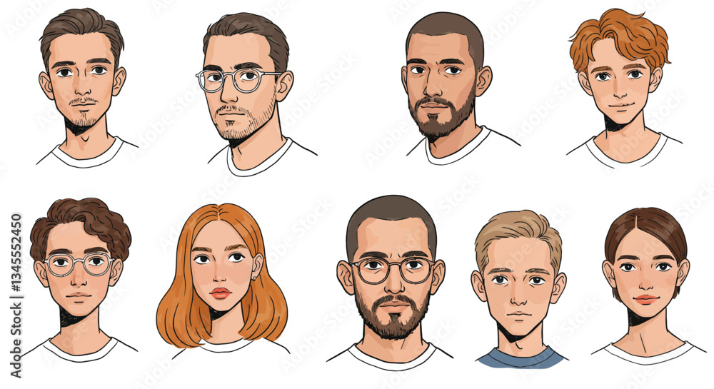 Poster character expressions changing from one frame to another in minimal vector art