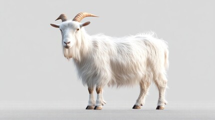 Obraz premium White goat, studio, still, isolated, realistic, 3D model, animal, farm