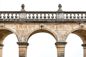 historic stone bridge with elegant arches on a white background