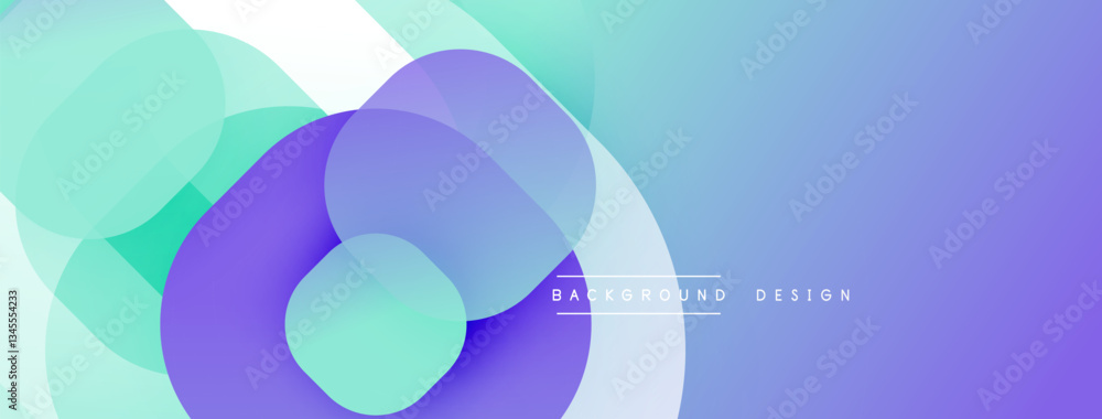 Aufkleber Circular abstract design with overlapping translucent circles and round shapes, blending gradients and smooth curves, creating depth, contrast, and a dynamic visual effect