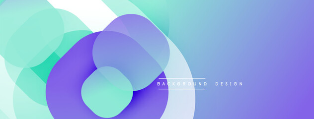 Circular abstract design with overlapping translucent circles and round shapes, blending gradients and smooth curves, creating depth, contrast, and a dynamic visual effect