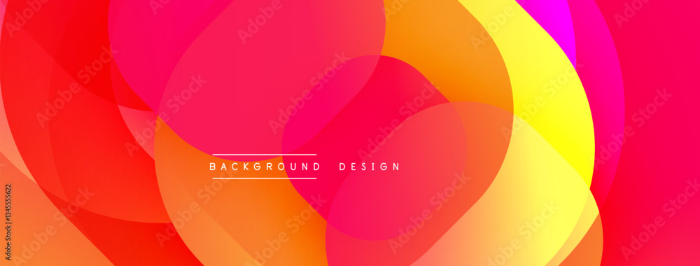 Poster Circular abstract design with overlapping translucent circles and round shapes, blending gradients and smooth curves, creating depth, contrast, and a dynamic visual effect