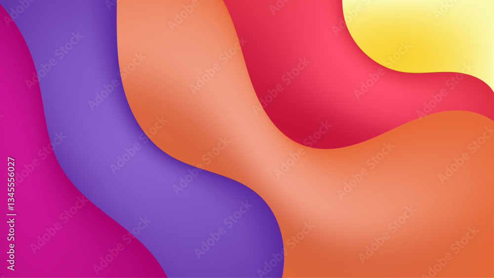 Poster colorful bright colors blend together in an abstract design featuring smooth curves and waves vector