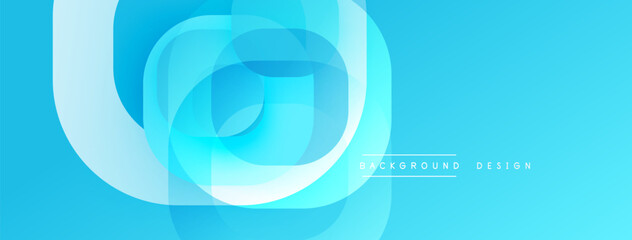 Circular abstract design with overlapping translucent circles and round shapes, blending gradients and smooth curves, creating depth, contrast, and a dynamic visual effect