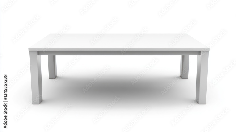 Poster white rectangular table isolated on white background, product display