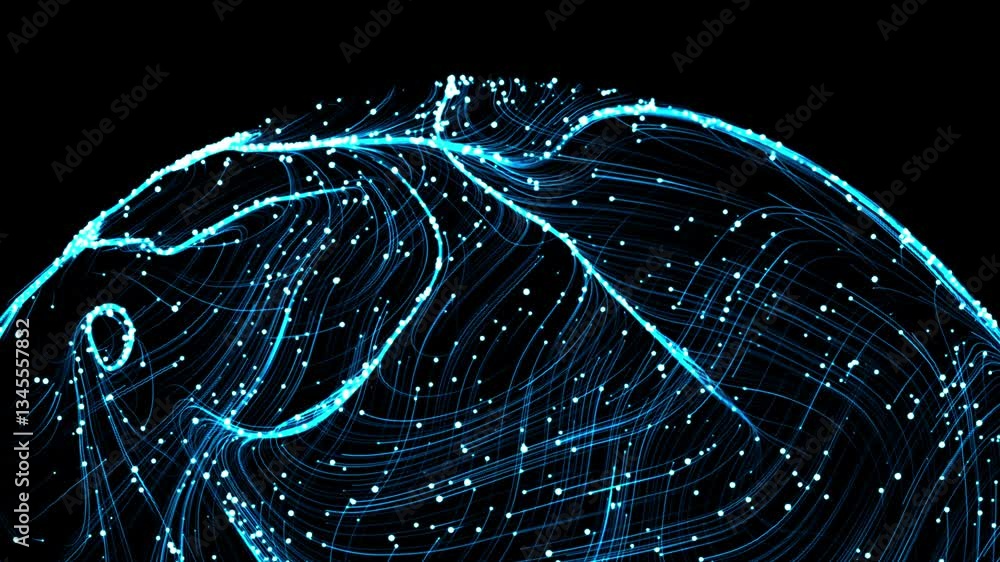 Poster abstract 3d sphere with interconnected lines and nodes, symbolizing a big data futuristic digital ne