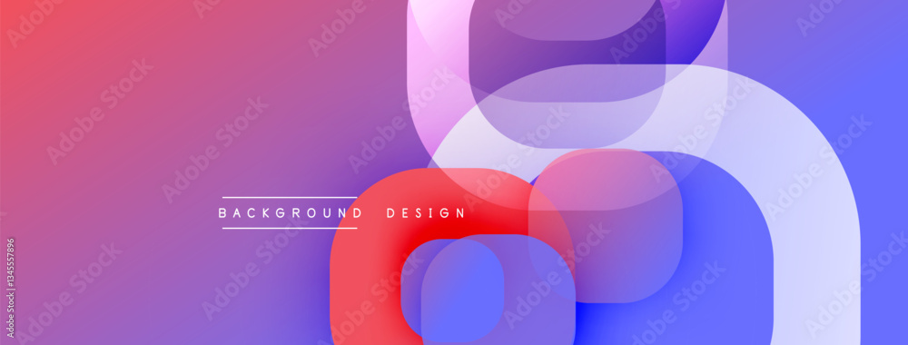 Poster Circular abstract design with overlapping translucent circles and round shapes, blending gradients and smooth curves, creating depth, contrast, and a dynamic visual effect