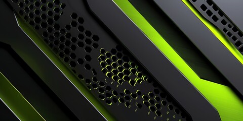 Modern Technology Abstract with Hexagon Grid and Green Accents Design