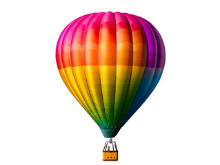 Naklejka premium Colorful Hot Air Balloon Illustration Floating Gently Upward Against Transparent Backdrop Symbolizing Joy Celebration Adventure and Hope with Rainbow Gradient Pattern for Summer Festival Flight