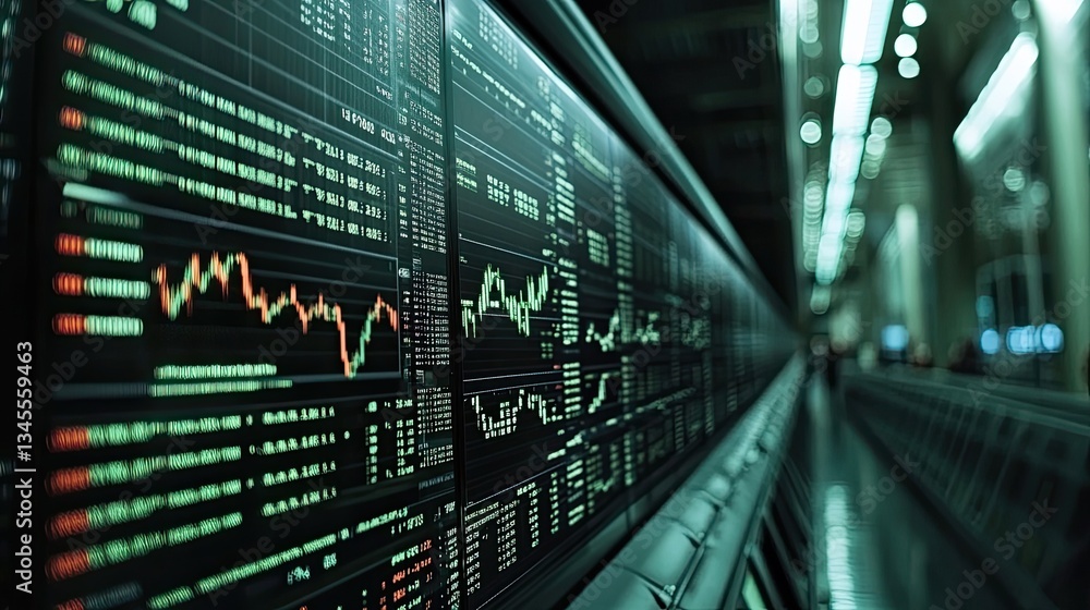 Poster 4k financial business chart with stock numbers dynamically.