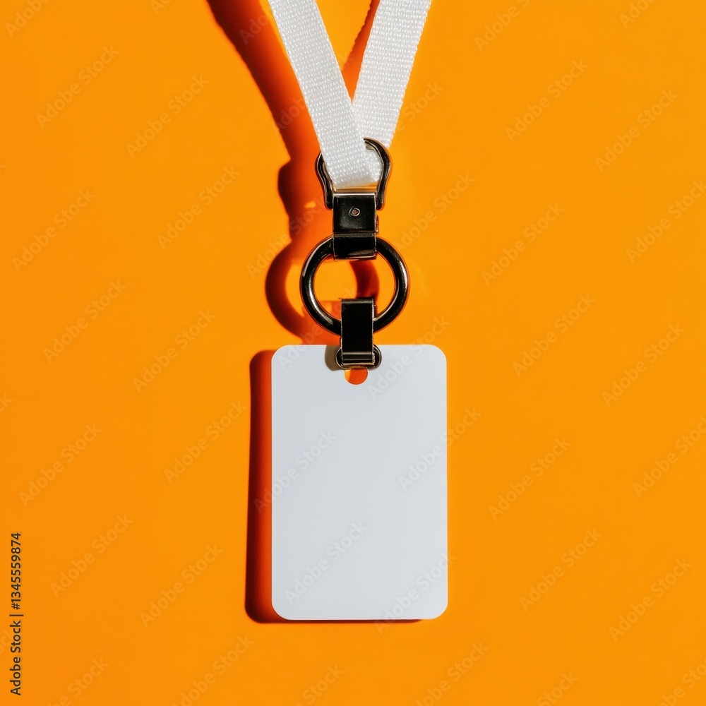 Poster minimalist professional access sleek white lanyard with dynamic blank id badge - modern networking a