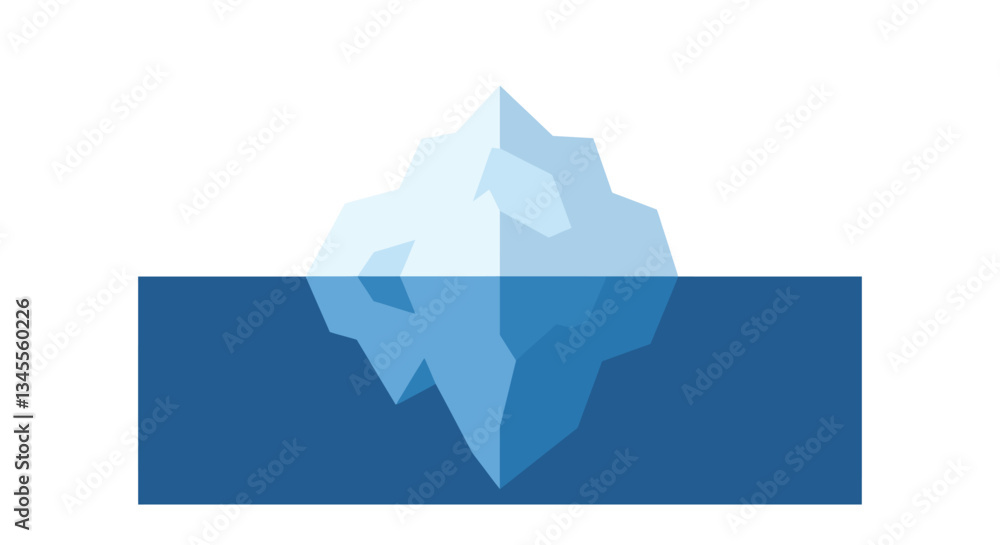 Aufkleber iceberg floating in calm water with flat design style vector art