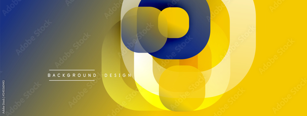 Aufkleber Circular abstract design with overlapping translucent circles and round shapes, blending gradients and smooth curves, creating depth, contrast, and a dynamic visual effect