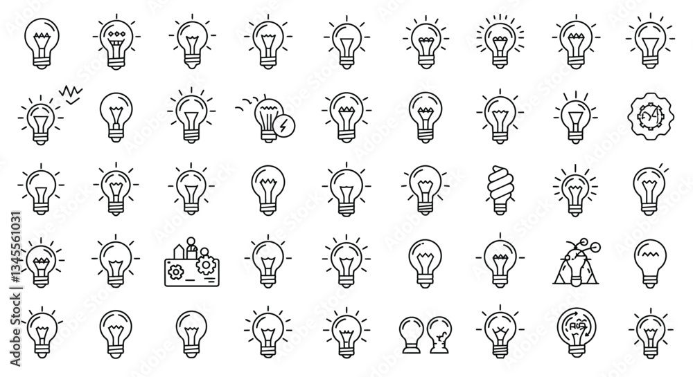 Poster light bulb concept design in minimal style showcasing various ideas and innovations vector illustrat
