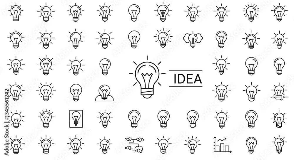 Poster light bulb icons showcasing creativity in minimal design style vector art