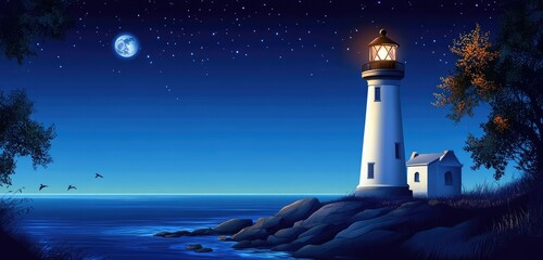 lighthouse at night