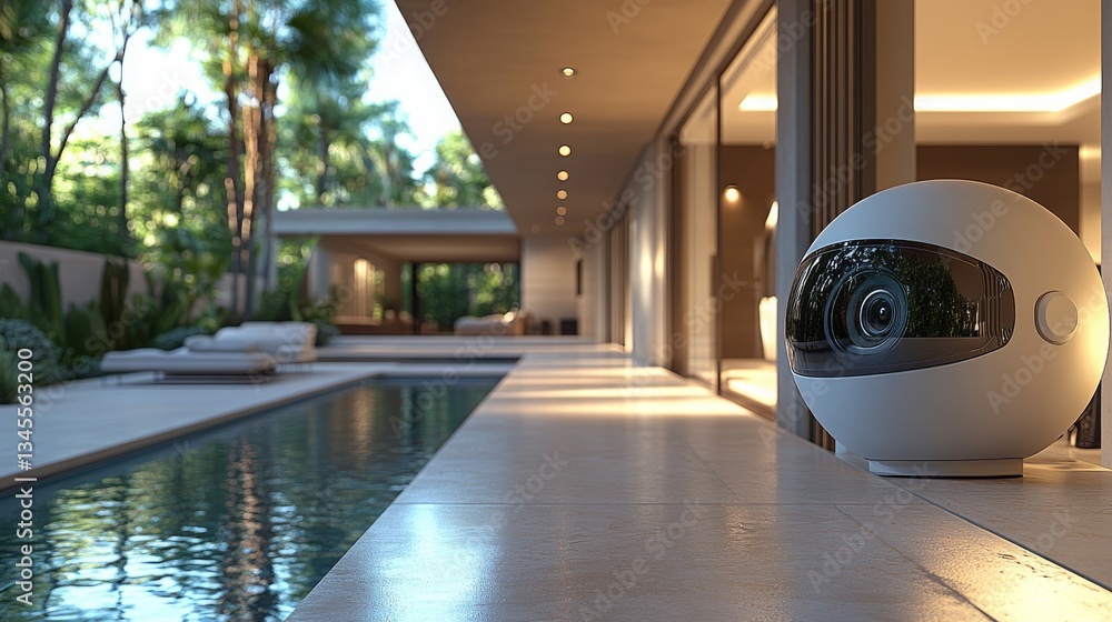 Aufkleber discussion on the ease of installing smart home devices near a modern poolside setting