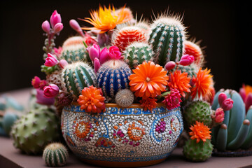 Showcasing intricacies and patterns of diverse desert cacti, this piece marvels at extraordinary adaptations these plants possess