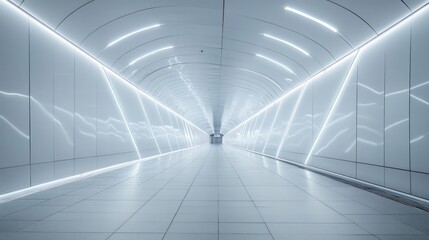 Futuristic tunnel,  neon lights, empty, architectural design, commercial use