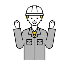 上半身のポーズ_シンプルな作業員の男性06