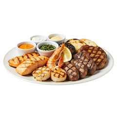 Seafood & Steak Platter on Transparent  background
