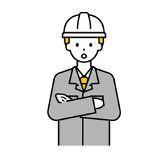 上半身のポーズ_シンプルな作業員の男性11