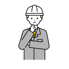 上半身のポーズ_シンプルな作業員の男性10