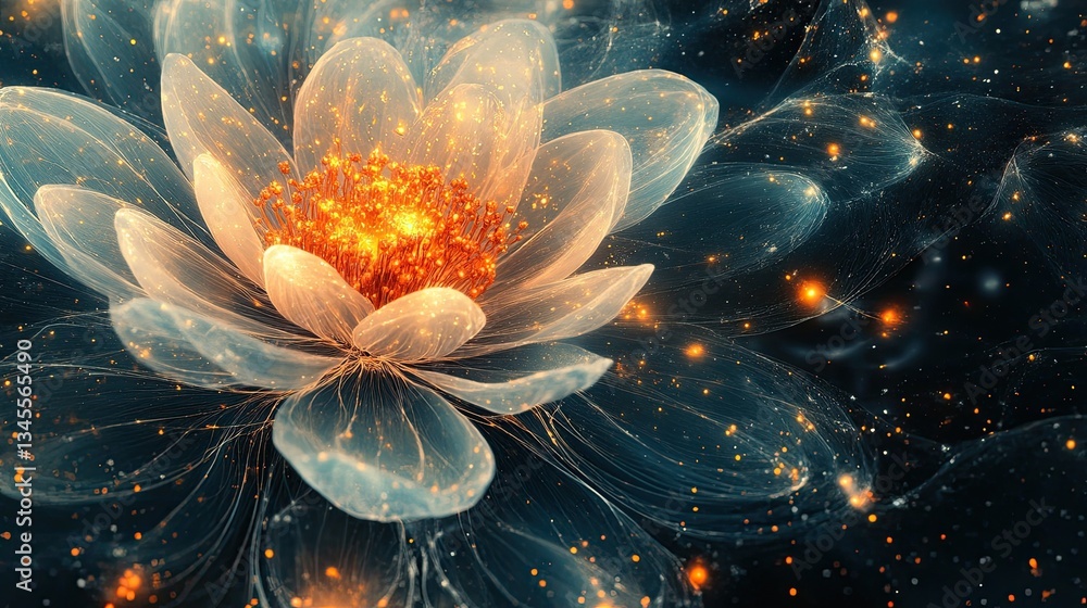 Poster a cosmography map blending with a flower.