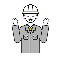上半身のポーズ_シンプルな作業員の男性06