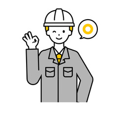 上半身のポーズ_シンプルな作業員の男性08